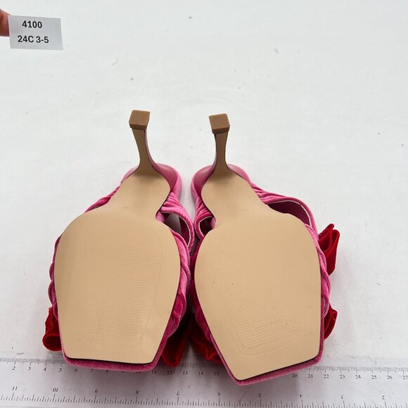 FSJ Women Sexy Two Bows Open Toe Mules Stiletto High Heel Slip On Party Evening - Picture 7 of 8